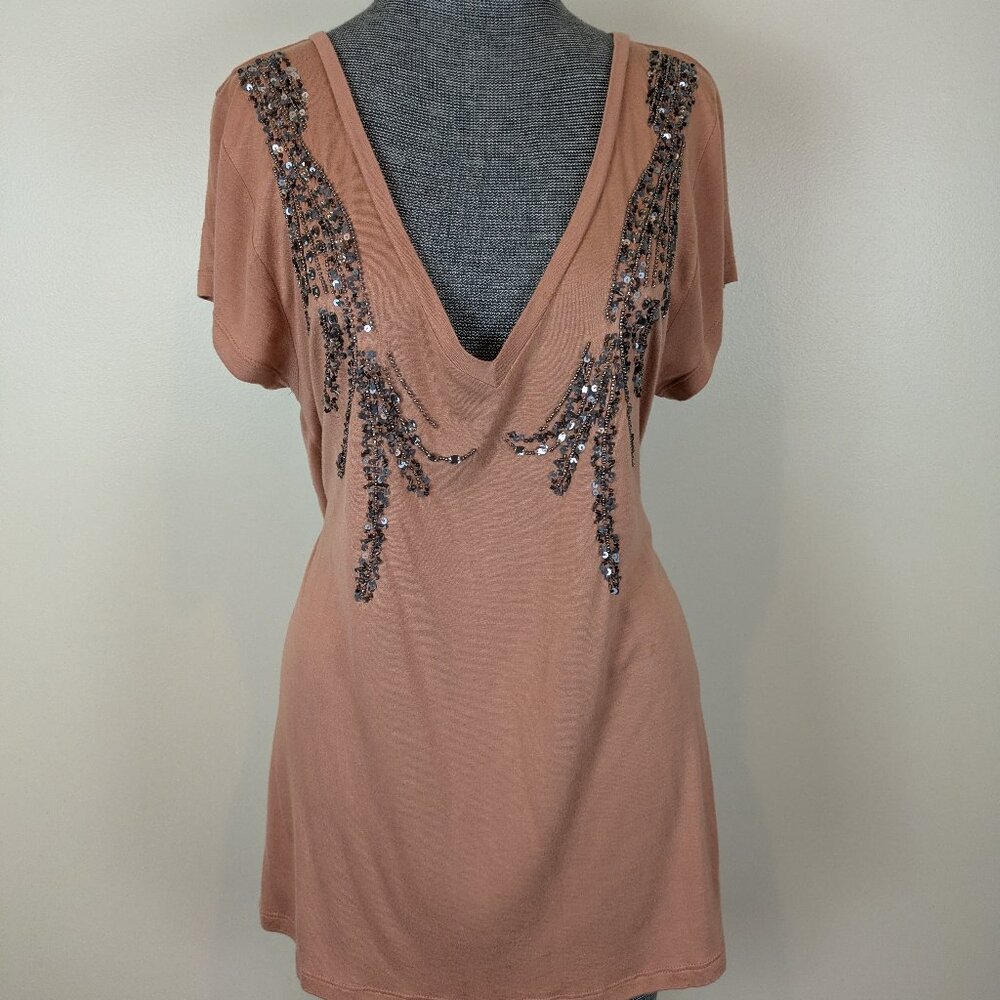 Vintage Designer Sequined Gudi Eveningwear Top Shirt Blouse Tunic Size M EUC